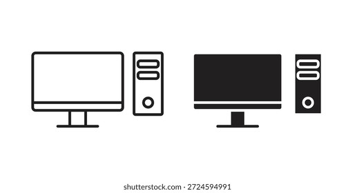 Computer icon with line and silhouette versions.