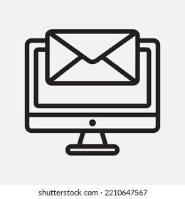 Computer icon in line style about email, use for website mobile app presentation