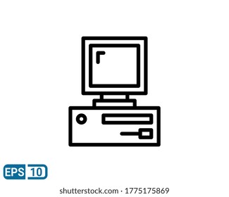 computer icon in line style isolated on white background. EPS 10