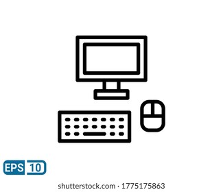 computer icon in line style. vector illustration for graphic designer, website, UI isolated on white background. EPS 10