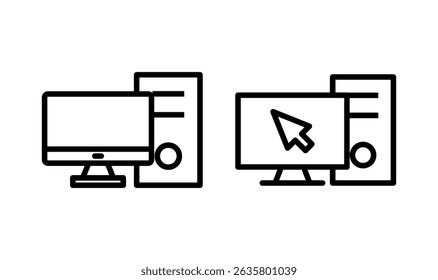 Computer icon logo design. computer monitor sign and symbol