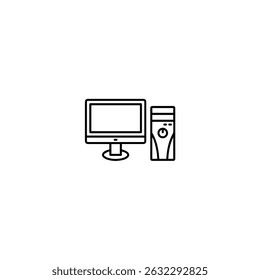 Computer icon logo flat vector design