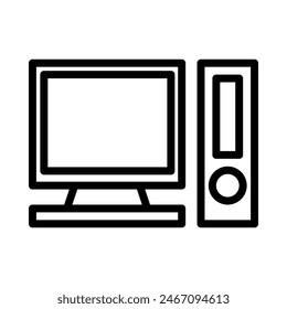 computer icon or logo illustration outline black style