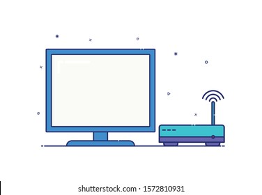 computer icon with a modem icon