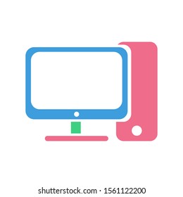 Computer icon, modern flat design color sign vector, isolated in white background