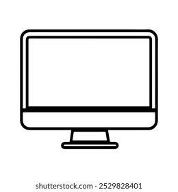 icono de computadora o símbolo de línea moderno. Vector línea de arte y diseño de iconos con contorno en negrita. Blanco y negro Pixel Símbolo minimalista perfecto aislado fondo blanco. Silueta simple signo delgado