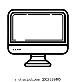 ícone de computador ou símbolo de linha moderno. Design de ícones e arte vetorial com estrutura de tópicos em negrito. Preto e branco Pixel perfeito símbolo minimalista isolado fundo branco. Silhueta sinal fino simples