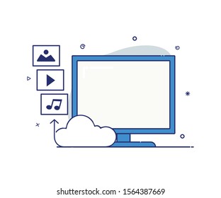 computer icon modern style with multimedia icon