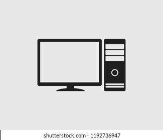 Computer Icon with Monitor and CPU.
