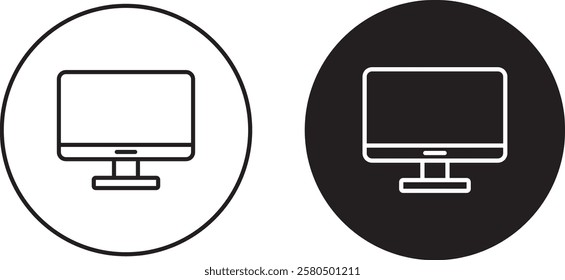 Computer icon monitor filled vector sign. Symbol, logo illustration, Monitor Display Screen outline
