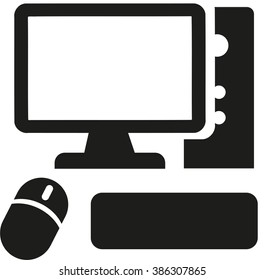 Computer icon with mouse and keyboard