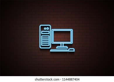 a computer icon in neon style. One of Appliances collection icon can be used for UI/UX