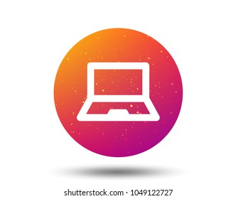 Computer icon. Notebook or laptop pc symbol. Circle button with Soft color gradient background. Vector