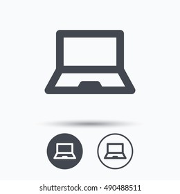Computer icon. Notebook or laptop pc sign.