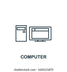 Computer icon from office tools collection. Simple line Computer icon for templates, web design and infographics