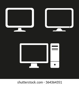 Computer icon on black background. Vector illustration.