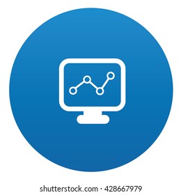 Computer icon on blue button,vector