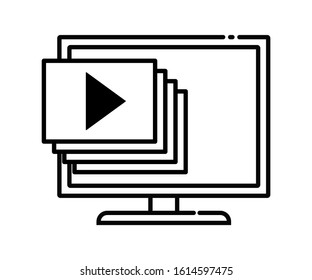 computer icon outline isolated play icon