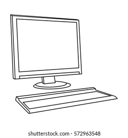 Computer icon in outline style isolated on white background. Architect symbol stock vector illustration.