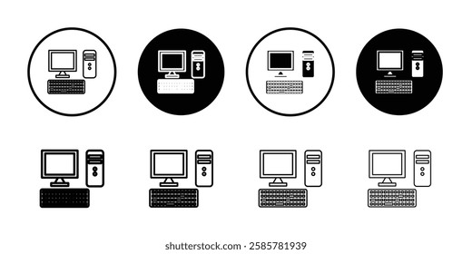Computer icon Outline thin set pack series