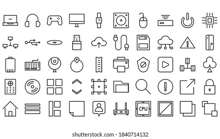Paquete de iconos del equipo. con estilo de línea de concepto minimalista. adecuado para su proyecto.Generar paquete de iconos. con estilo de línea de concepto minimalista. adecuado para su proyecto.
