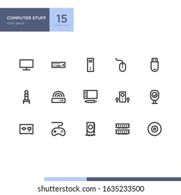 Computer icon pack in outline style