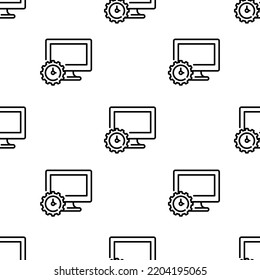 Computer Icon Pattern. Seamless Computer Pattern On White Background.