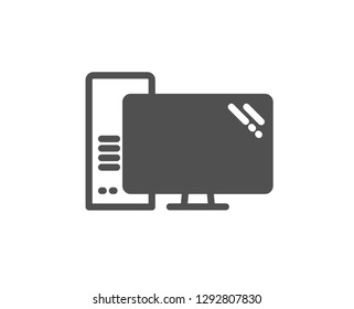 Computer icon. PC component sign. Monitor with case symbol. Quality design element. Classic style icon. Vector