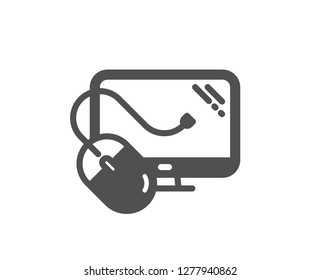 Computer icon. PC mouse component sign. Monitor symbol. Quality design element. Classic style icon. Vector