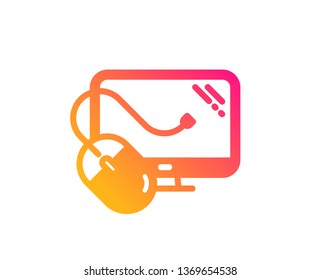 Computer icon. PC mouse component sign. Monitor symbol. Classic flat style. Gradient computer mouse icon. Vector
