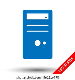 Computer icon. PC sign. Simple flat logo of computer on white background. Vector illustration.