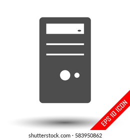 Computer icon. PC sign. Simple flat logo of computer on white background. Vector illustration.