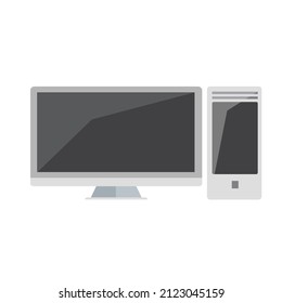 The computer icon. PC symbol. Flat Vector illustration. Simple cartoon flat icon on white