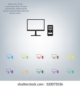 Computer icon. PC symbol. Flat Vector illustration