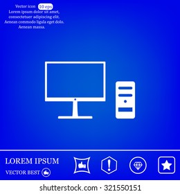 The computer icon. PC symbol. Flat Vector illustration



