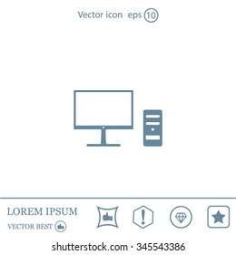 The computer icon. PC symbol. Flat Vector illustration



