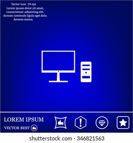 The computer icon. PC symbol. Flat Vector illustration