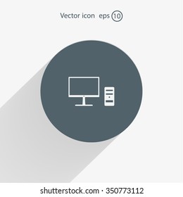 The computer icon. PC symbol. Flat Vector illustration
