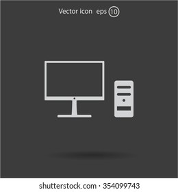 The computer icon. PC symbol. Flat Vector illustration



