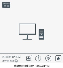 The computer icon. PC symbol. Flat Vector illustration



