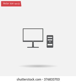 The computer icon. PC symbol. Flat Vector illustration



