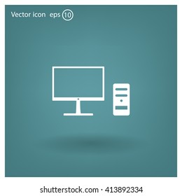 The computer icon. PC symbol. Flat Vector illustration