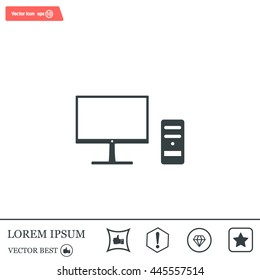 The computer icon. PC symbol. Flat Vector illustration



