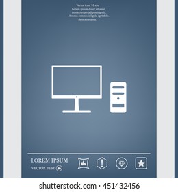 The computer icon. PC symbol. Flat Vector illustration