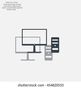 The computer icon. PC symbol. Flat Vector illustrationa