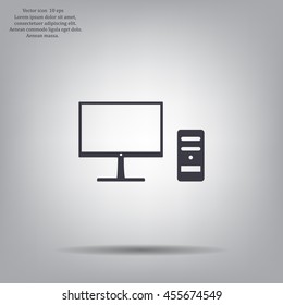 The computer icon. PC symbol. Flat Vector illustration