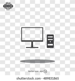 The computer icon. PC symbol. Flat Vector illustration



