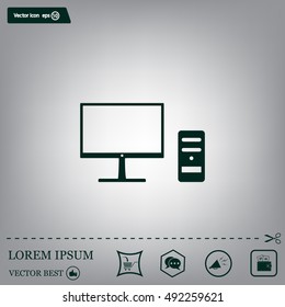 The computer icon. PC symbol. Flat Vector illustration