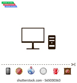 The computer icon. PC symbol. Flat Vector illustration




