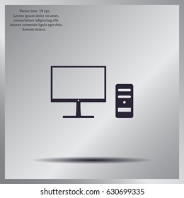 The computer icon. PC symbol. Flat Vector illustration



